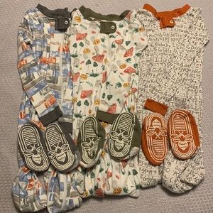 Burt's Bees Baby bundle of 3 footie zippered pajamas 24 months